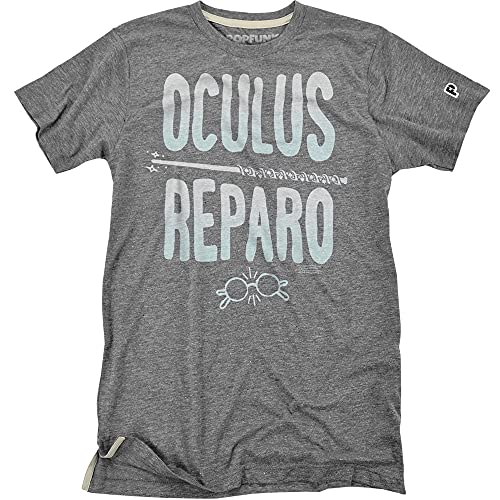 Popfunk Official Harry Potter Oculus Reparo Charm Slim Fit Ultrasoft Tri-Blend T-Shirt (X-Large)