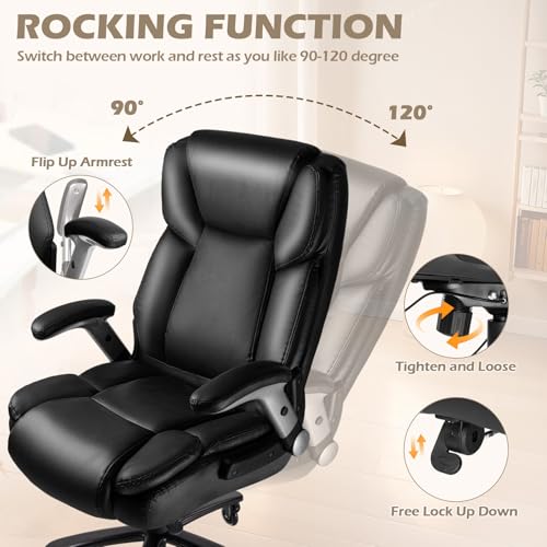 LEMBERI Big and Tall Ergonomic Office Chair, 600 lbs Capacity, Wide Seat, Comfortable Back Support (Black)