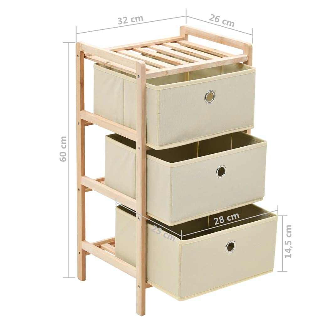 Cómoda de mimbre con 3 cestas de tela de cedro beige para garaje, trastero, estantería de sótano