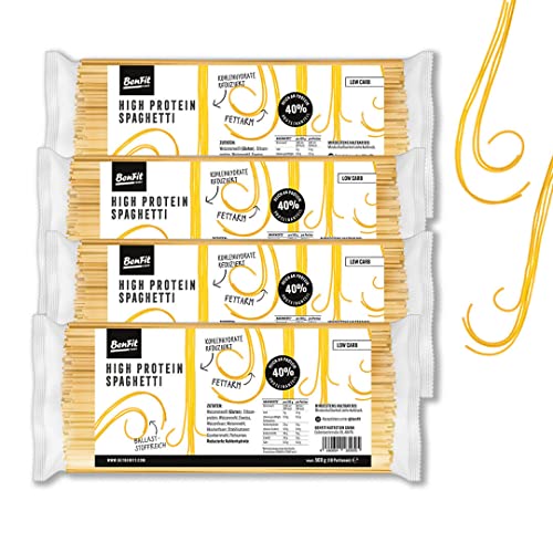 BenFit High Protein low carb Nudeln Spaghetti - 4 x 500 g Packung - kalorienreduziert und proteinreich Cover