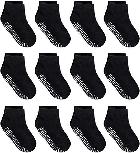 Image of ZAPLES Baby Non Slip Grip Ankle Socks with Anti Skid Grippers Boys Girls Low Cut for Infants Toddlers Kids