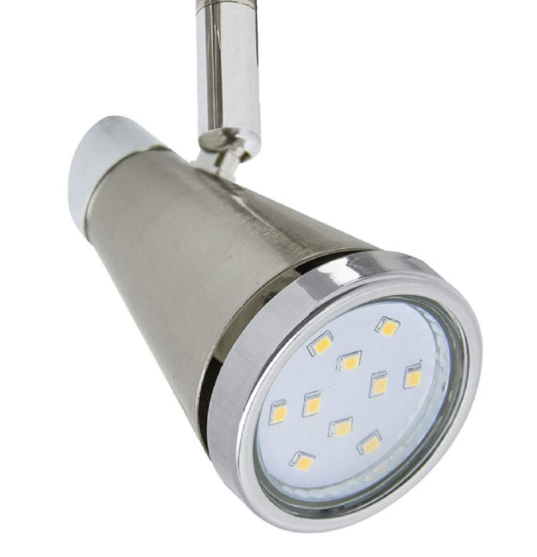 Trango 4-flammig 1009-42 LED Badleuchte IP44 Bad Deckenleuchte in Nickel matt & Chrom, Flurlampe, WC Lampe, Deckenlampe, Deckenstrahler inklusive 4x 5 W GU10 LED Leuchtmittel Spots schwenkbar