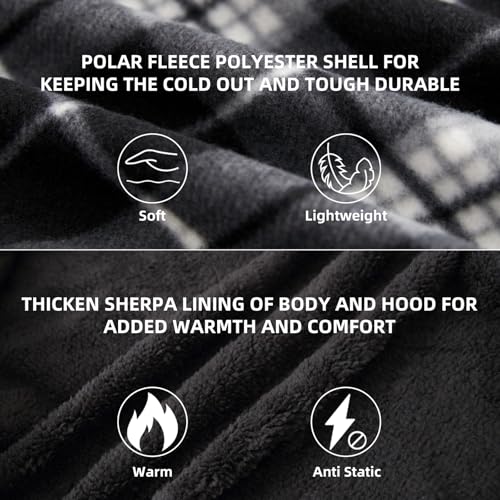 Image of LeeHanTon Mens Flannel Jackets Sherpa Lined Fleece Zip Up Winter Warm Workout Plaid Sweatshirt with Hood
