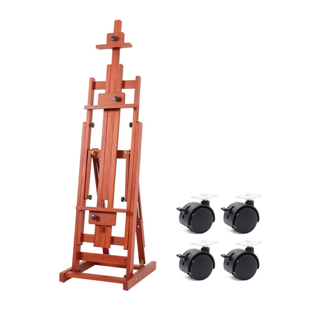 CWCQGH Display Easel Drawing Board Wood Painting Stand Large Beech Multifunction Profession Studio Easel Indoor Canvas Ad Display Stand (Brown With wheel)