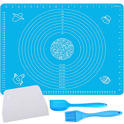 Silicone Baking Mat 20" x 16" for Pastry Rolling with Measurements, Liner Heat Resistance Table Placemat Pad Pastry Board, Thick Reusable Nonstick Silicone Pastry Mat for Pizza Cake Fondant Pie Crust