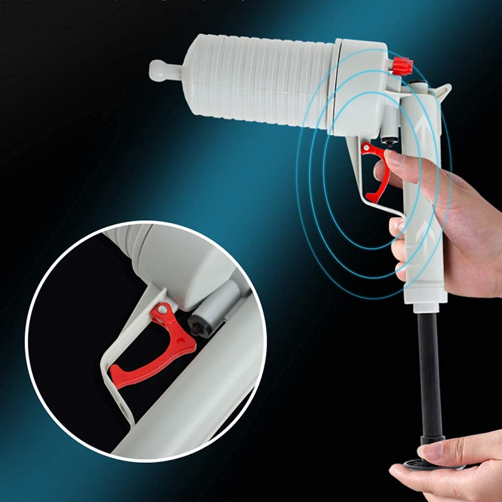 Ducomi Pistola de Limpieza de Drenaje – Herramienta de Desbloqueo de Inodoro para Tuberías Obstruidas - Blaster de Drenaje de Alta Presión de Aire -Bomba de Apertura para Baño, Cocina, Bañera (Gris)