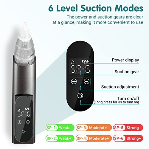 Ear Wax Vacuum Removal Tool, 6 Gear Strong Suction Electric Ear Cleaner Ear Vacuum Wax Remover, Usb Charge Earwax Removal Kit Reusable Soft Silicone Ear Cleaning Kit Water Remover Tool (Black) #TOP1