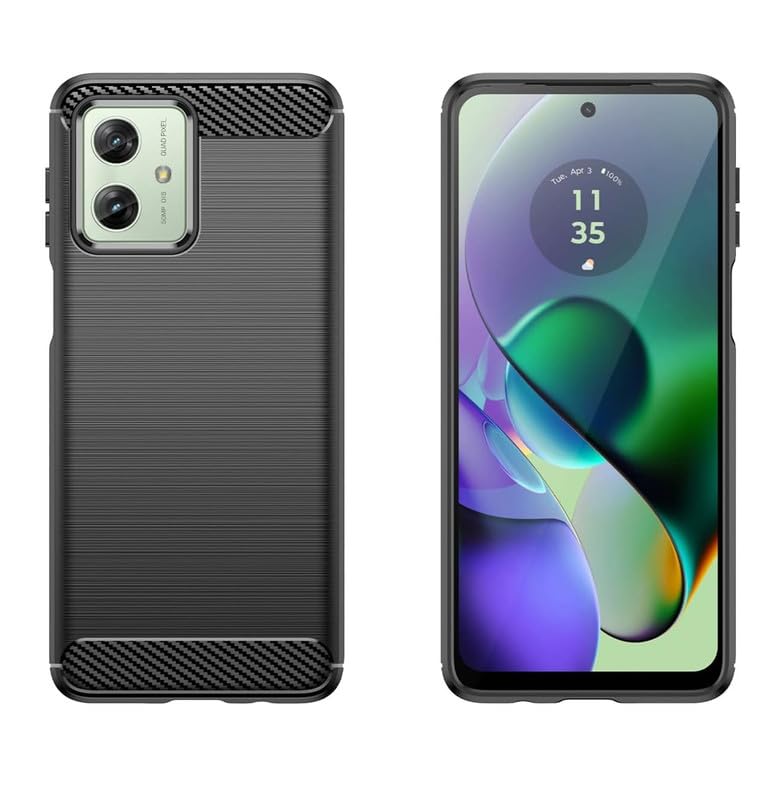 Image of NPRC Hybrid Ultra Slim Protective Case TPU Non-Slip Carbon Fiber Texture Shockproof Case Cover for Moto G54 - Black