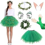 MINGJAY Disfraz Ivy para Mujer,Disfraz Verde Bosque Falda Tutú Verde,Guirnalda Enredadera Verdes Accesorios Disfrazs,Plantas Hiedra Artificial Disfrazs,para Fiestas,Carnaval,Disfraces de Halloween