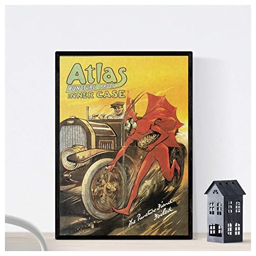 Nacnic Poster Vintage. Anuncio Vintage Ruedas Atlas de 1902. Tamaño A3