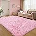Pink Fluffy 4x6 Area Rugs for Bedoom Girls, Soft Washable Fuzzy Furry Shag Rug for Kids Room, Nursery, Dorm Decor, Cute Plush Carpet for Baby Toddler
