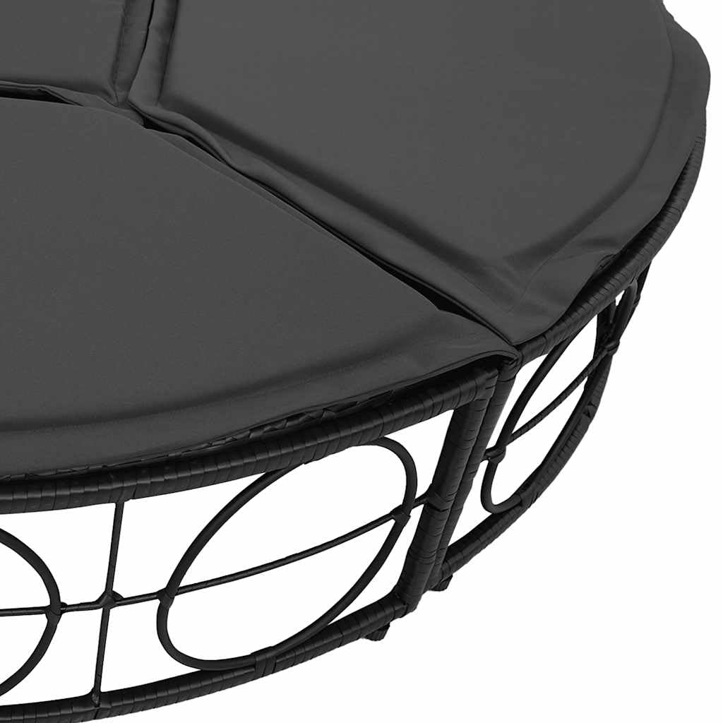 vidaXL Lit de Repos d'extérieur avec auvent et Coussins résine tressée