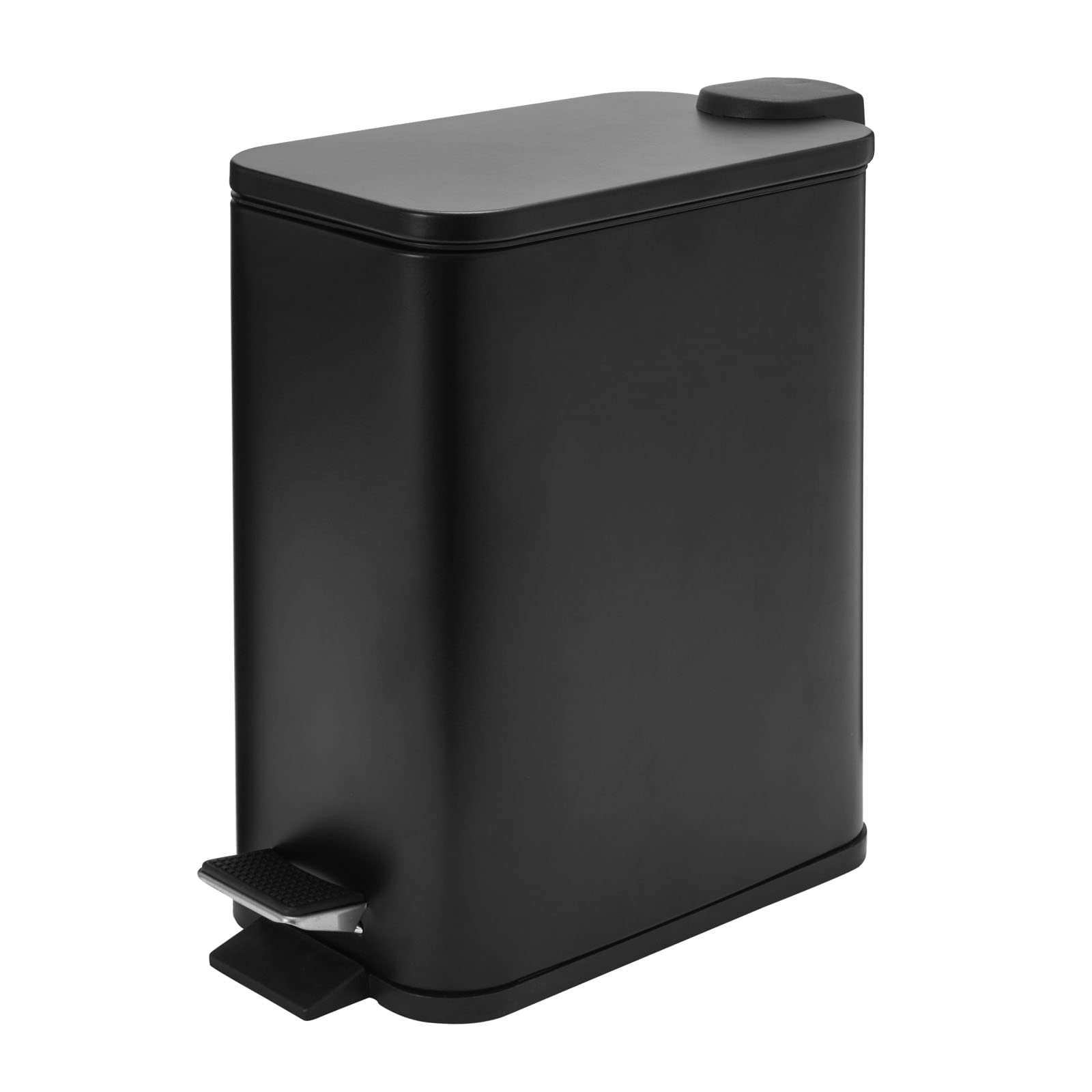 Narrow Profile Matte Black Bathroom Bin 5l