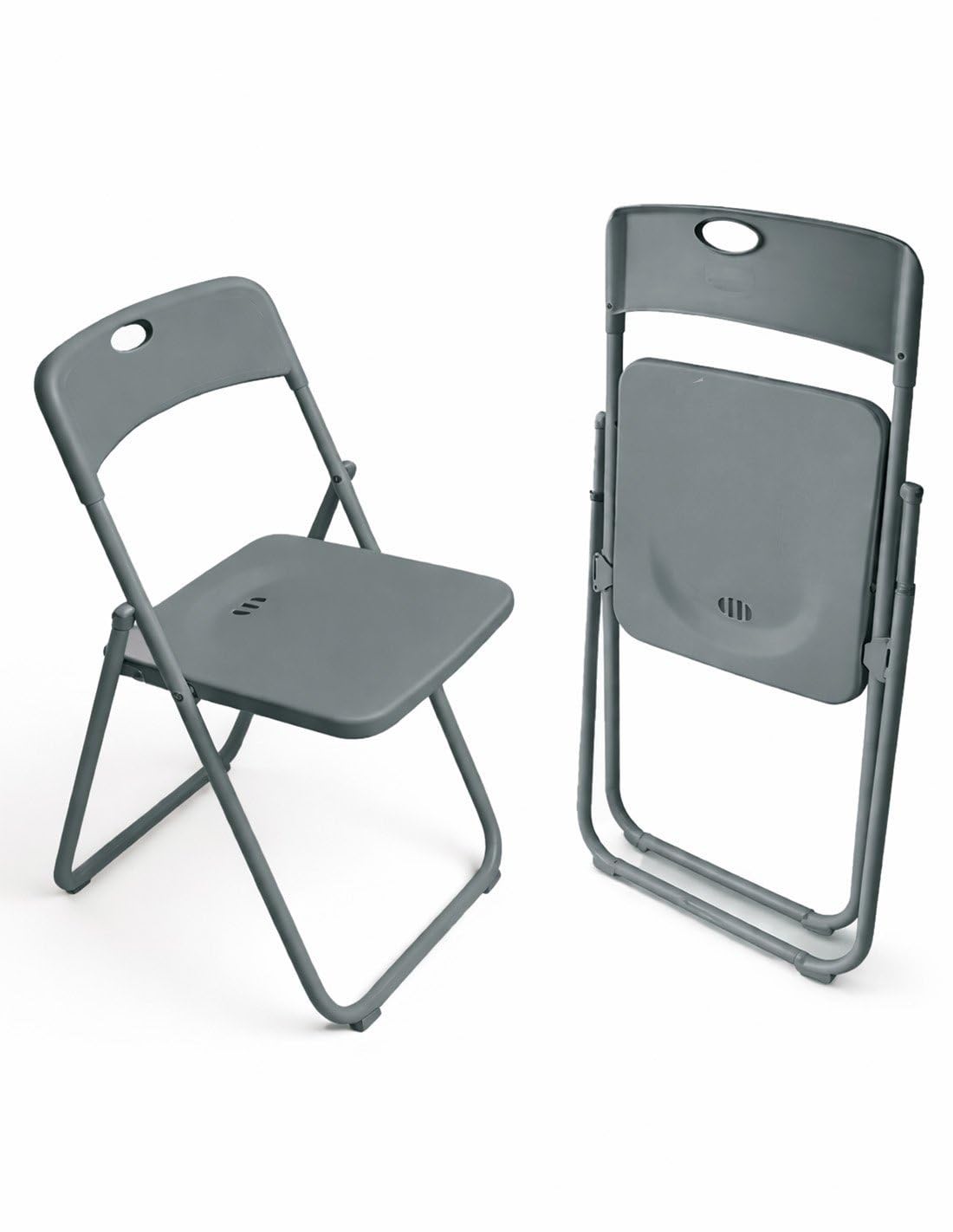 Jardin202 - Silla Plegable Metálica Monolith | 48 x 47 x 73 cm | Plástico Reforzado y Patas de Hierro con Refuerzo de Acero | Resistente | Pack 4 uds (Gris Oscuro)