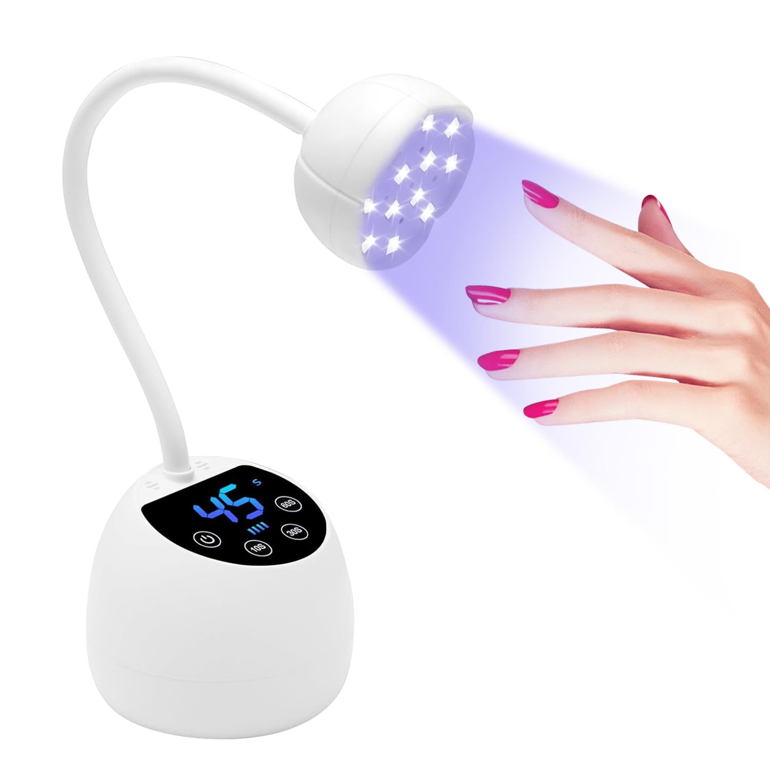 Mini Lampe UV Ongles, Écran LCD, Capteur Intelligent Automatique, Lampe UV LED 36w Pour Ongles en Gel, 12pcs Perles Led Avec Double Source de LumièRe, à Utiliser à la Maison et en Salon (Blanc)