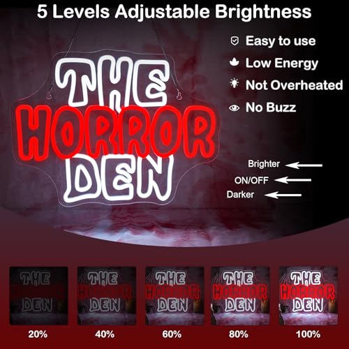 Image of Horror Den Neon Sign Spooky Wall Light Scary Gift for Movie Fans Decoration