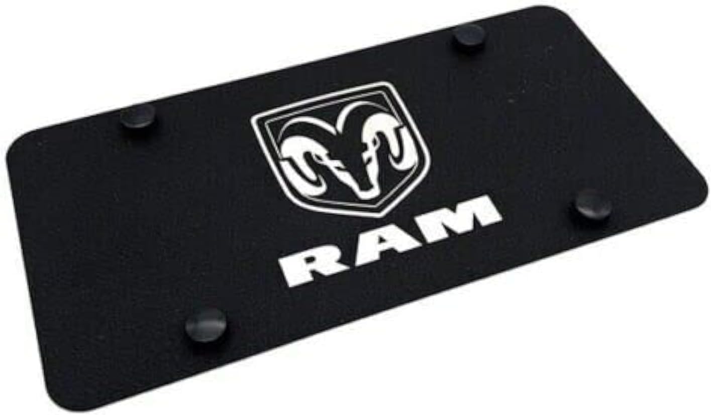 Au-TOMOTIVE GOLD, Inc. Stainless Steel Laser Etched License Plate Compatible with Dodge Ram (Rugged Black)