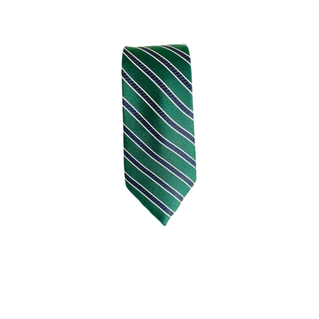 calixto Stripes Design, Poly Cotton Smooth Fabric, Roomy Green with Thin Black Stripes Color Neck Tie-picture-38