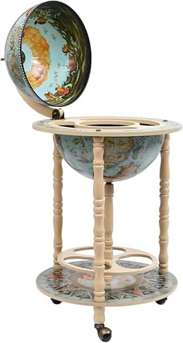 Miniatura 10 de vidaXL Soporte de barra de globo de madera de eucalipto, marrón, almacenamiento móvil de vino, construcción de madera maciza, perfecto para el