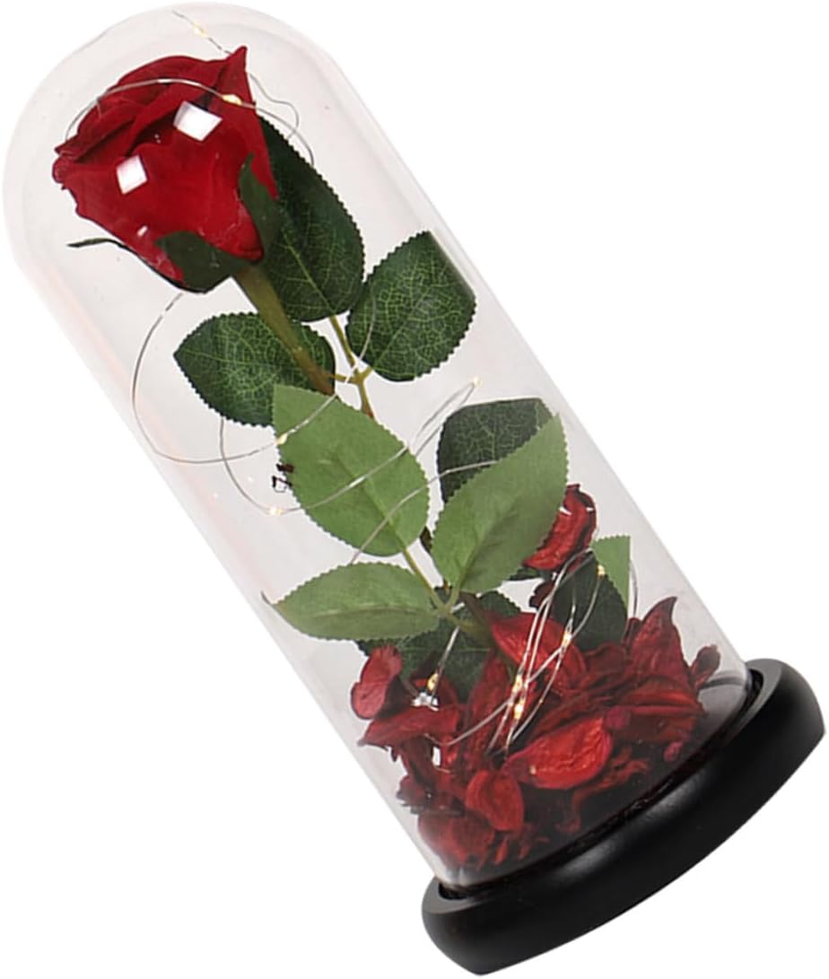 Glass Cover Led Rose Lantern Perfect Romantic Present for Girlfriend Decorative Home Ornament