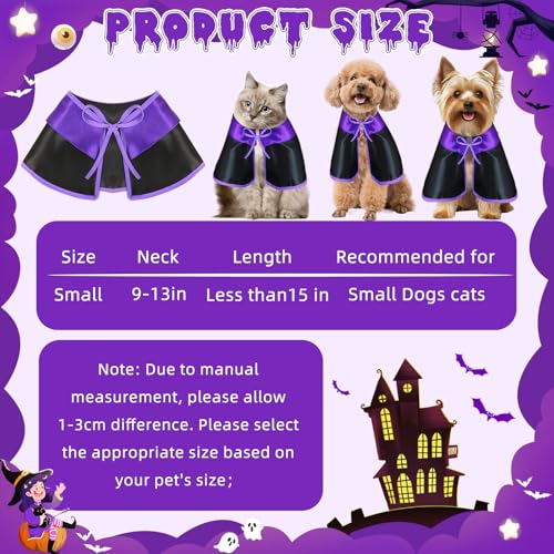 Disfraz Halloween para perros pequeño Bolake capa y sombrero miniatura 2