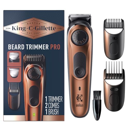 King C. Gillette Pro Beard Trimmer with 40 Beard Length Adjustments in Precise 0.5mm Steps, Cordless Design and 1 Trimmer, 1 Brush, 2 Combs, 1 Loader and 1 T-Blade view 1