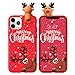 Vauki Weihnachten Hülle für iPhone 11 Pro Max,Rot Silikon Weich Stoßfest Handyhülle mit 3D Cartoon Puppe Süß Case Christmas Muster Design Mädchen Matt Cover Schutzhülle für iPhone 11 PRO MAX,Hirsch 2