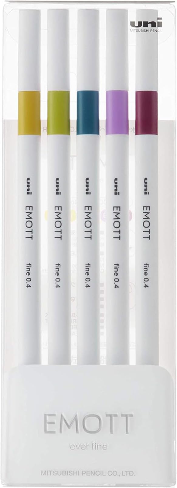 Emott Fineline Markers, Assorted 5 Pack (UX248351000) by 三菱鉛筆 - Used condition - US$11.51