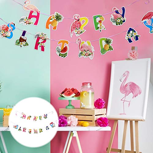ABOOFAN 2 Conjunto Cactus Abacaxi Havaiano Flamingo Bandeira Da Festa de Aniversário Feliz Aniversár
