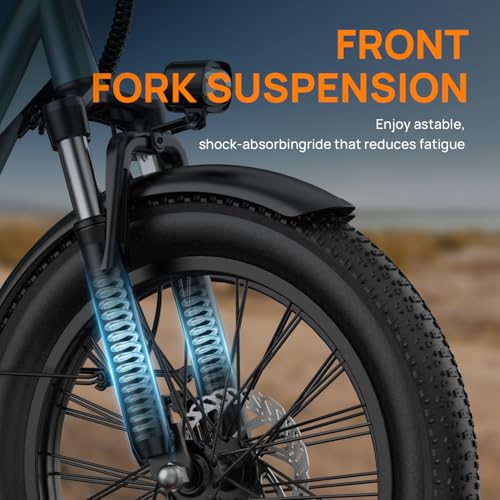 URLIFE Electric Bike for Adults, 20" x 3.0 Fat Tire Electric Bicycle with Colorful Display, 250W Motor Ebike, 48V 13Ah Removable Battery, 100 KM Max, All-Terrain E-Bike for Adults and Teens (GREEN) - Image 4