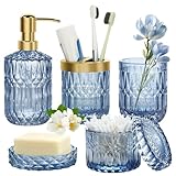 Lot de 5 Accessoires Salle de Bain en Verre - Decoration...