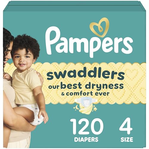 Pampers Baby Diapers - Swaddlers - Size 4, 120 Count, Ultra Absorbent Disposable Infant Diaper