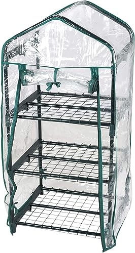 Easy Shopping 3 Tiers 50x45x105cm Mini Greenhouse Frame PVC Plastic Outdoor Garden Steel Frame Plants Seed Seedling Flower Herb Fruit Vegetable Salad Grow House