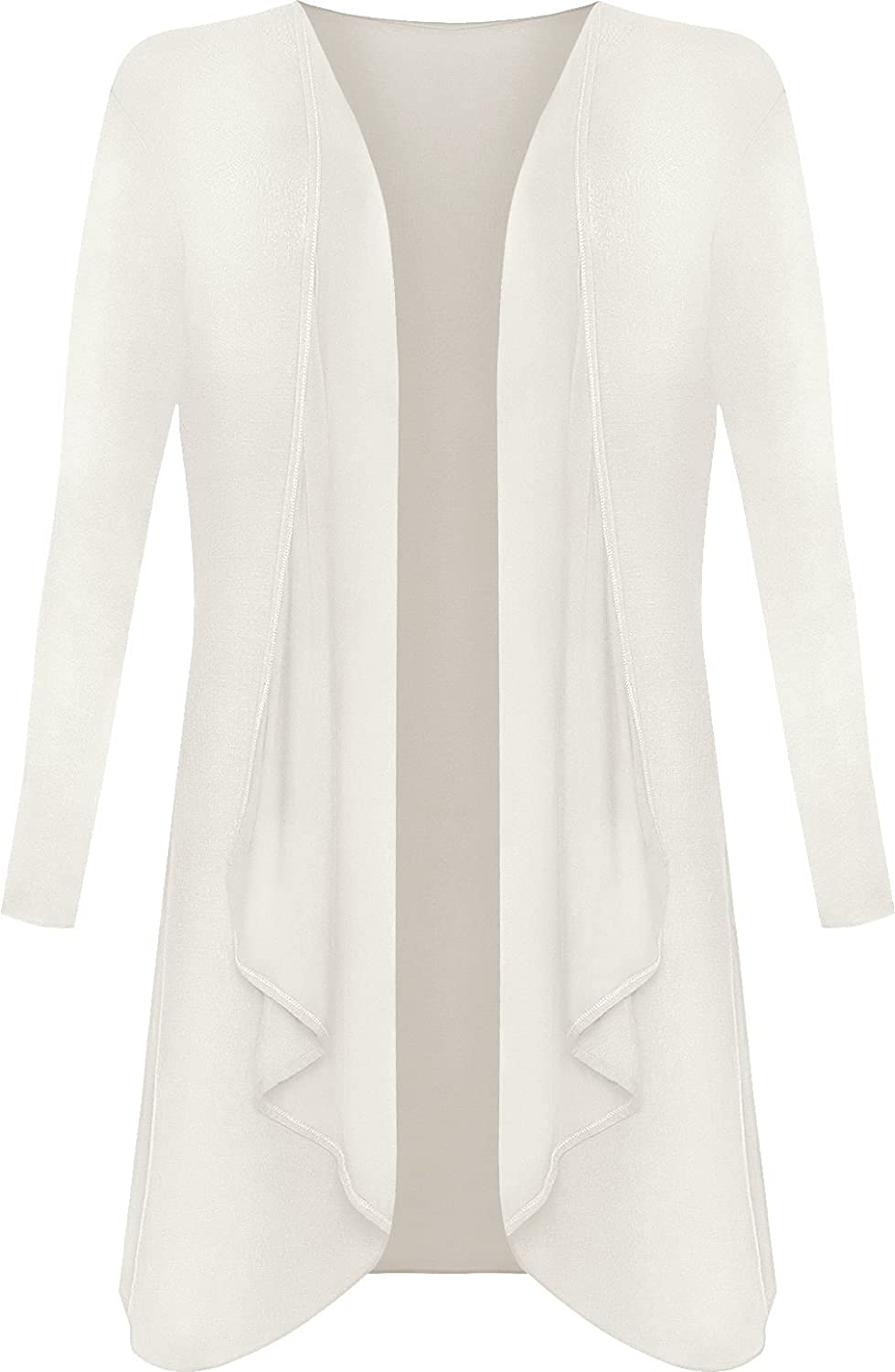 Wearall Women's Cream Plus Size Long Sleeve Plain Cardigan Open Waterfall Top 22/24