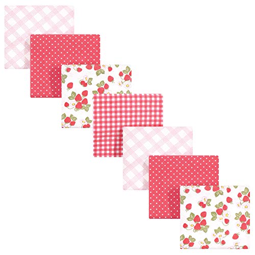 Image of Hudson Baby Unisex Baby Cotton Flannel Receiving Blankets Bundle, Strawberries, One Size