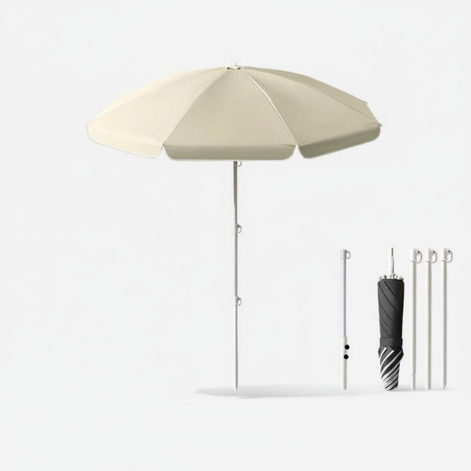 Rainproof Foldable Patio Umbrella Waterproof Portable Sunshade Umbrella Water Repellent Portable Shade Canopy Lightweight for Camping, Apricot, Standard | Sporting Goods | Golf-image-14