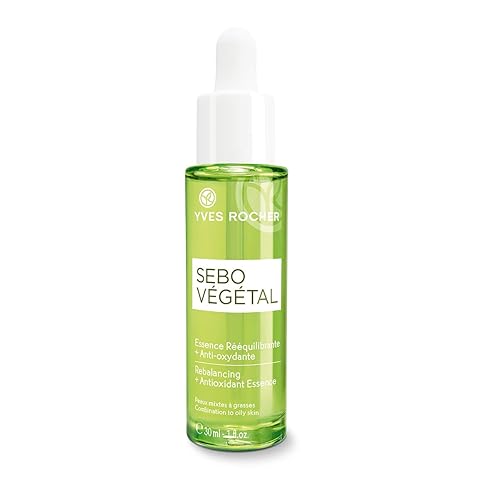 Yves Rocher Sebo Végétal Rebalancing + Antioxidant Essence Serum, para pieles grasas y mixtas, botella de 1.0 fl oz con cuentagotas