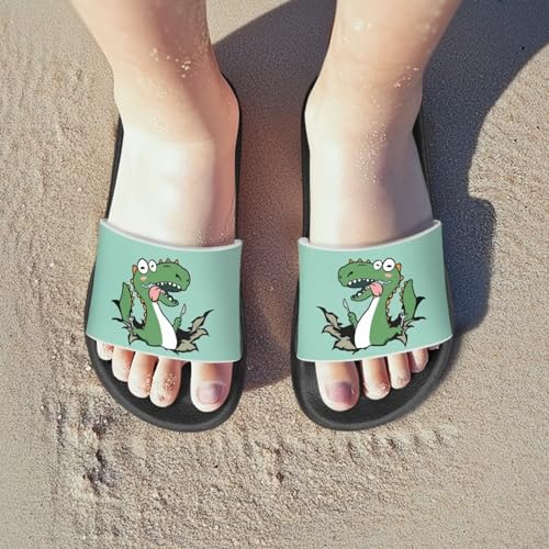 Boys Slide Sandals Dinosaur Theme Kids Shower Shoes Non Slip Summer Slippers3