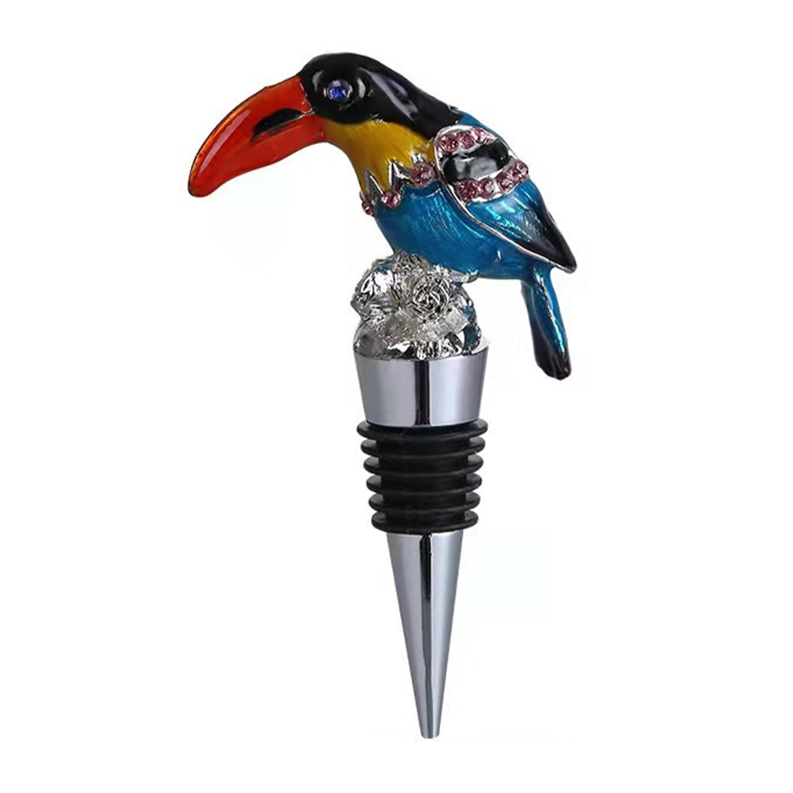NMFLAB Decorative Colored Bird Design Wine Bottle Stopper with Silicones Sleeve for Champagnes Glass Bottle Accessories Metal Wine Seal