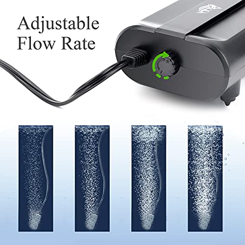 Image of AQQA Aquarium Air Pump,3.5W 5W Dual Outlet Oxygen Pump with 2 Air Stone,Adjustable Air Valve Quiet Bubbler Pump,Up to 160 Gallon Fish Tank (3.5w) (Pack of 3)