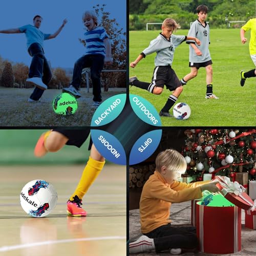 暗闇で光るサッカーボール フルサイズ 3/4/5、スポーツサッカーアクセサリーギフトおもちゃ、子供、男の子8-12、ポンプと針付きライトアップボール、7歳、8歳、9歳、10歳、11歳、12歳、13歳、14歳の男の子に最適なサッカーギフト。 2枚目