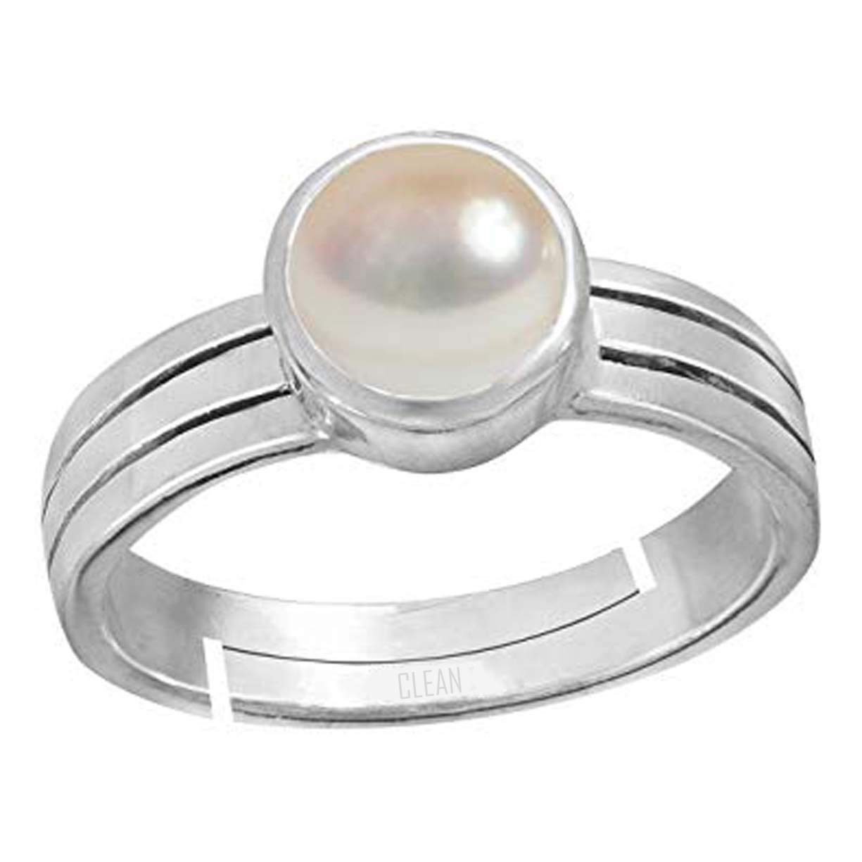 CLEAN GEMS Natural Certified Pearl (Moti) 8.25 Ratti or 7.50 Carat Sterling Silver (925 BIS Hallmark) ADJUSTABLE Ring For Men and Women-image-37