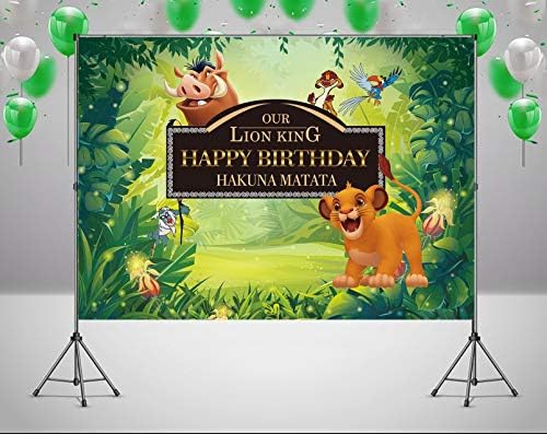 RUINI Cartoon Lion King Backdrop Jungle Safari Children Birthday Party Backdrop 5x3FT