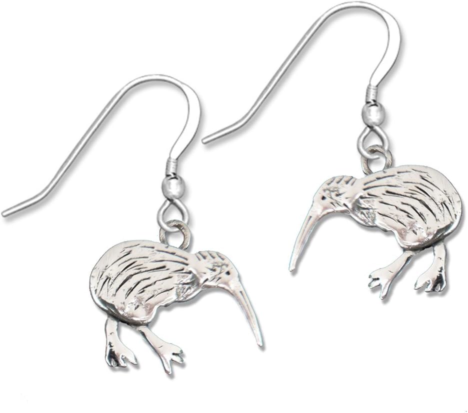 Sterling Silver Kiwi Bird Earrings - New Zealand Wildlife Gifts