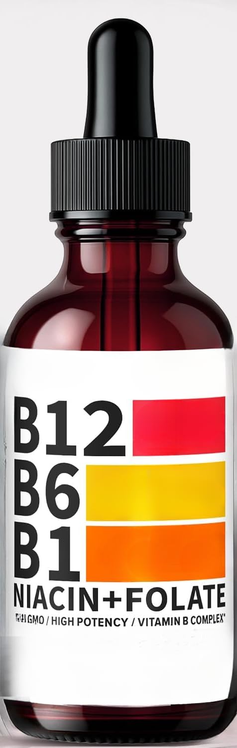 NUSAVA (2 confezioni) Gocce liquide di vitamina B12 con B6, B1 | NUSAVA (2 confezioni) Gocce liquide di vitamina B12 con B6, B1, niacina e folato - Complesso di vitamina B sublinguale B12
