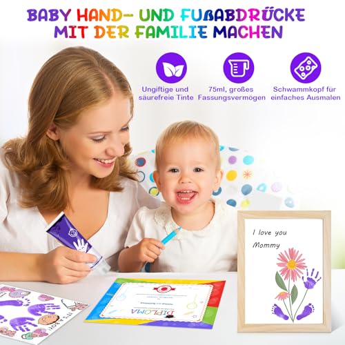 TOGOU2S Baby Hand- & Fußabdruckfarbe mit Schwammspitze 75 ml Violett – Ansicht 2