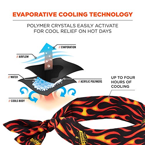 Image of Ergodyne Chill Its 6700 Cooling Bandana, Lime, Evaporative Polymer Crystals For Cooling Relief, Tie For Adjustable Fit,, Flames