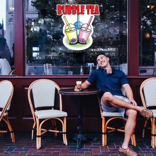 Adhesivo de vinilo Bubble Tea troquelado resistente para camión de comida 4