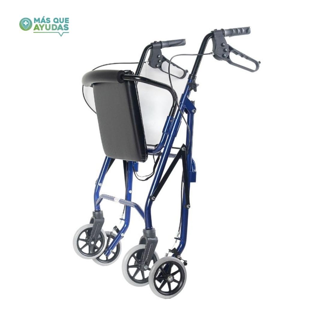 Queraltó Andador Rollator para Ancianos Plegable, Regulable en Altura de 78 a 93 cm, con Asiento y Respaldo, Azul
