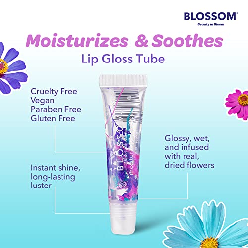 Blossom Scented Moisturizing Lip Gloss Tubes, Infused With Real Flowers, 0.3 Fl. Oz/9Ml, Grape #TOP6